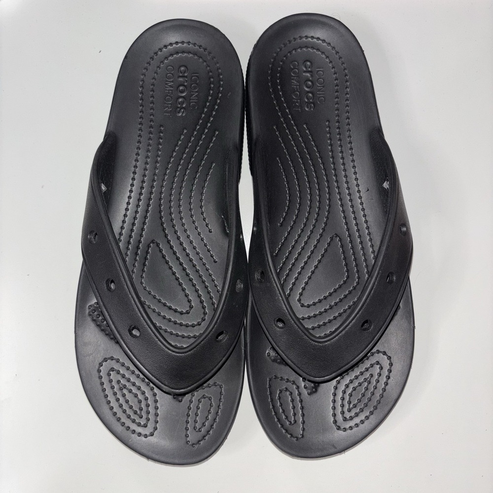 Crocs Black Iconic Comfort Flip Flops Sandals Women's Size 10 M8 Casual